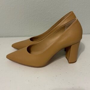 ANTONIO MELANI Tan Block Heel Pumps